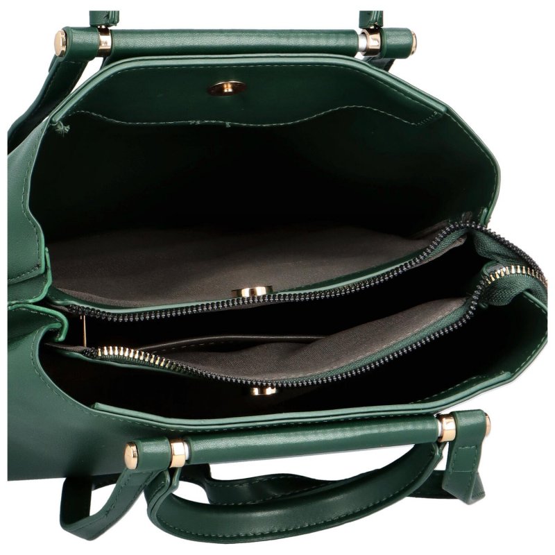 Stylová dámská koženková kabelka Tulio, tmavě zelená