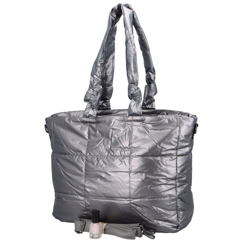 Stylová dámská kabelka přes rameno z umělého materiálu Davinia, stříbrná
