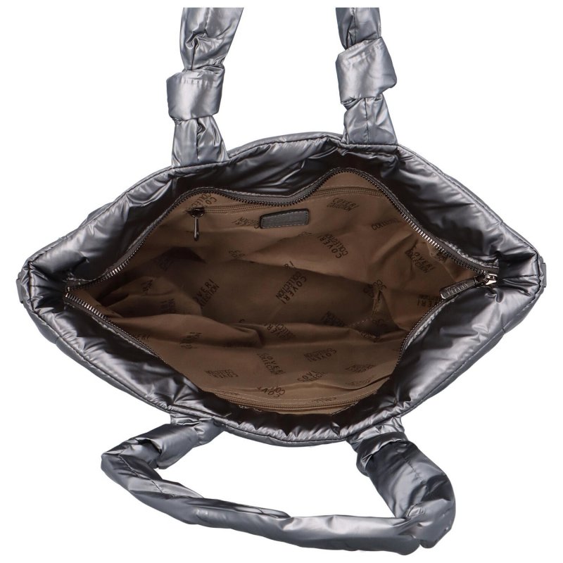 Stylová dámská kabelka přes rameno z umělého materiálu Davinia, stříbrná