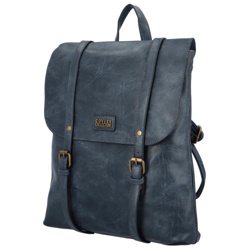 Stylový dámský koženkový kabelko-batoh Rosenda, modrá