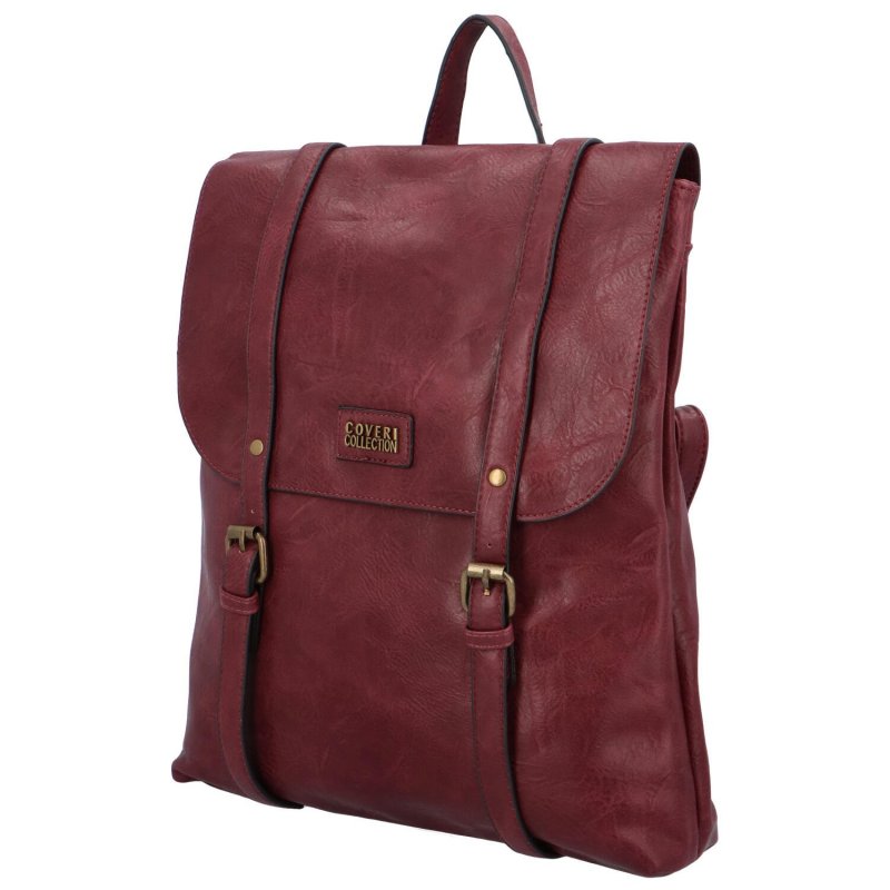 Stylový dámský koženkový kabelko-batoh Rosenda, červená