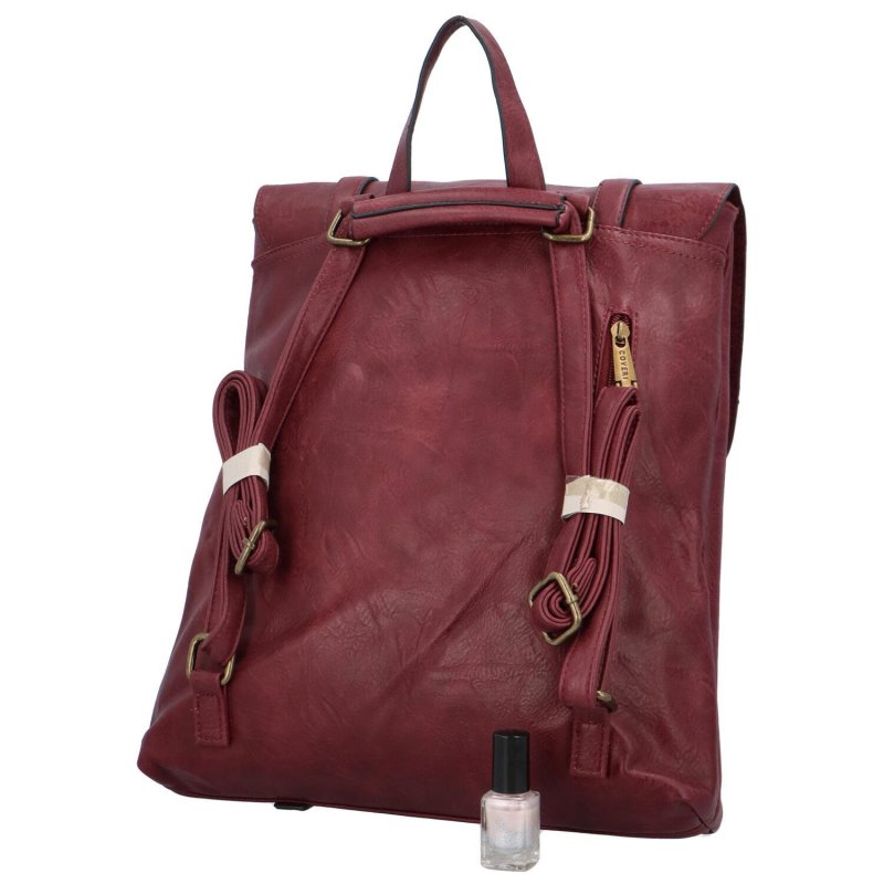 Stylový dámský koženkový kabelko-batoh Rosenda, červená