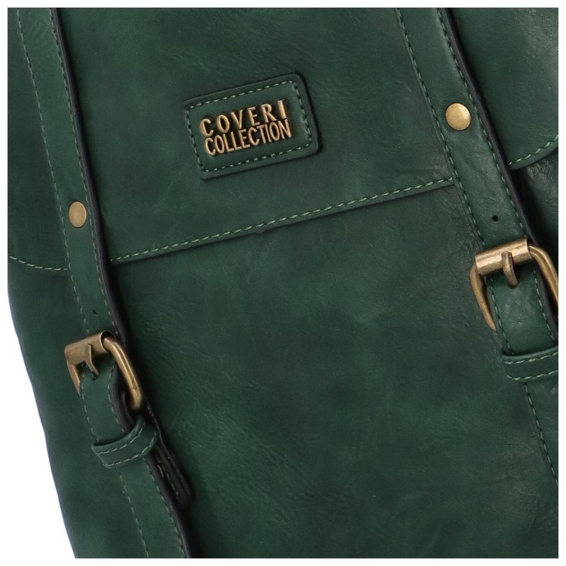Stylový dámský koženkový kabelko-batoh Rosenda, zelená