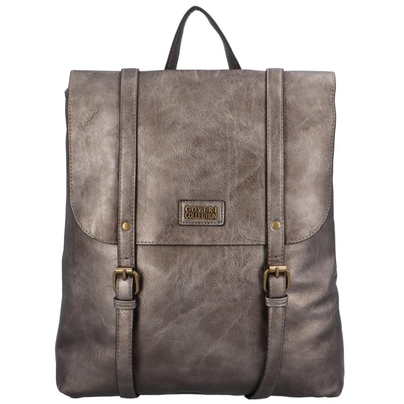 Stylový dámský koženkový kabelko-batoh Rosenda, stříbrná