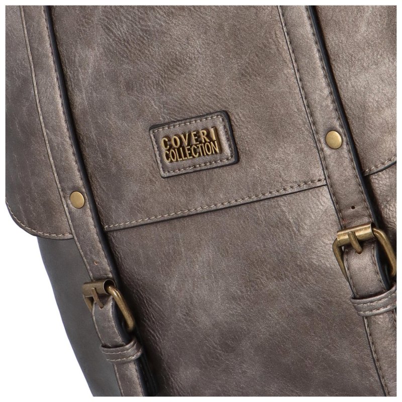 Stylový dámský koženkový kabelko-batoh Rosenda, stříbrná