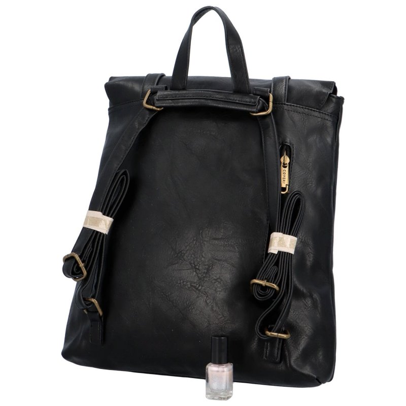 Stylový dámský koženkový kabelko-batoh Rosenda, černá