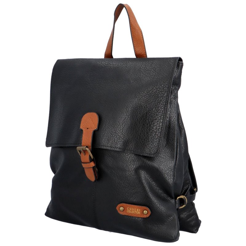 Stylový dámský koženkový kabelko-batoh Baldomero, černá