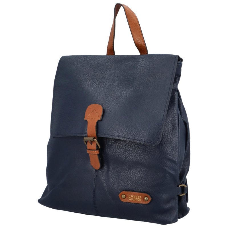 Stylový dámský koženkový kabelko-batoh Baldomero, tmavě modrá