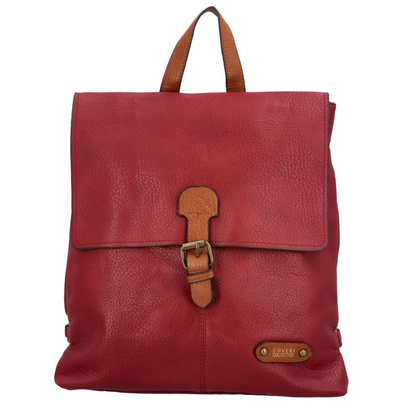 Stylový dámský koženkový kabelko-batoh Baldomero, červená