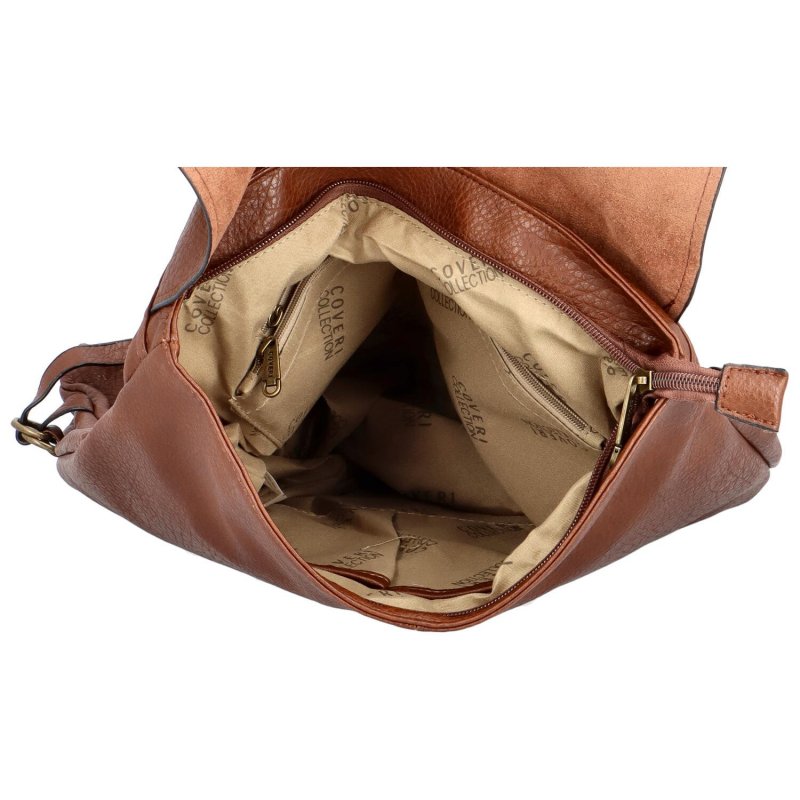 Stylový dámský koženkový kabelko-batoh Baldomero, tmavě hnědá