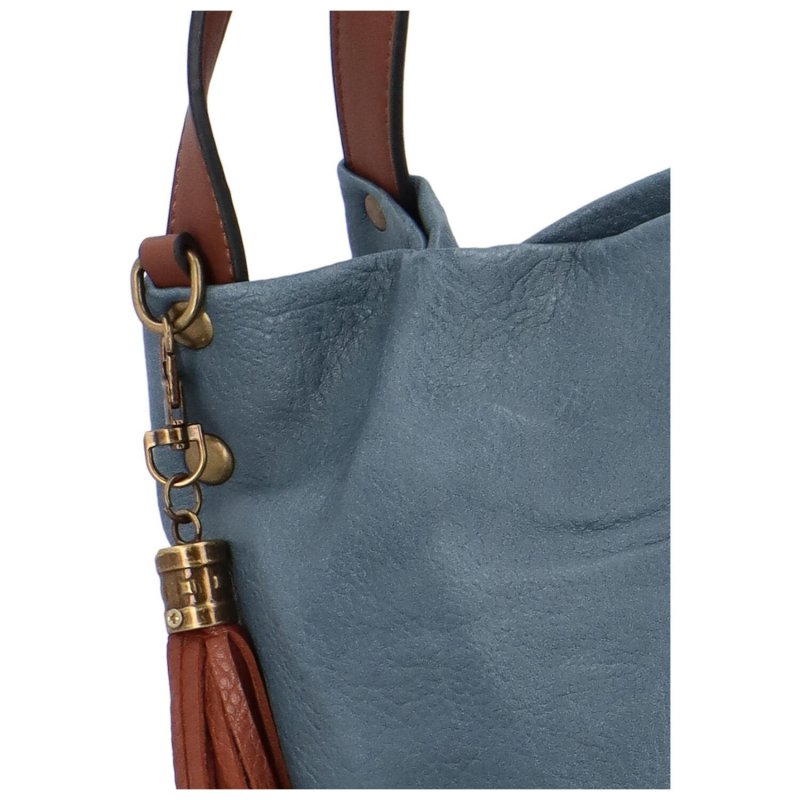 Stylová dámská koženková kabelka přes rameno Rosalva, světle modrá