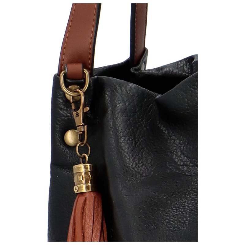 Stylová dámská koženková kabelka přes rameno Rosalva,  černá