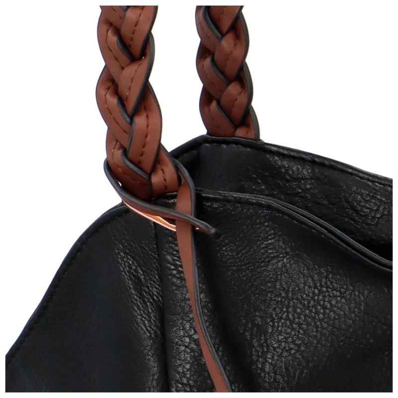 Stylová dámská koženková kabelka přes rameno Alega, černá