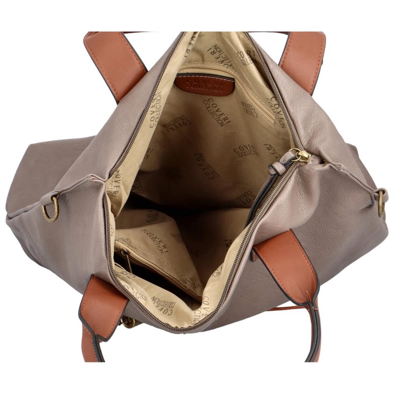 Trendová dámská koženková kabelka přes rameno Suki, světle šedá
