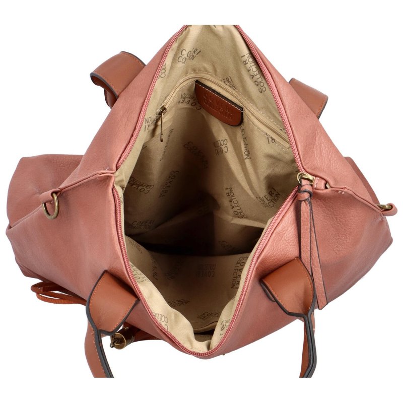 Trendová dámská koženková kabelka přes rameno Suki, růžová