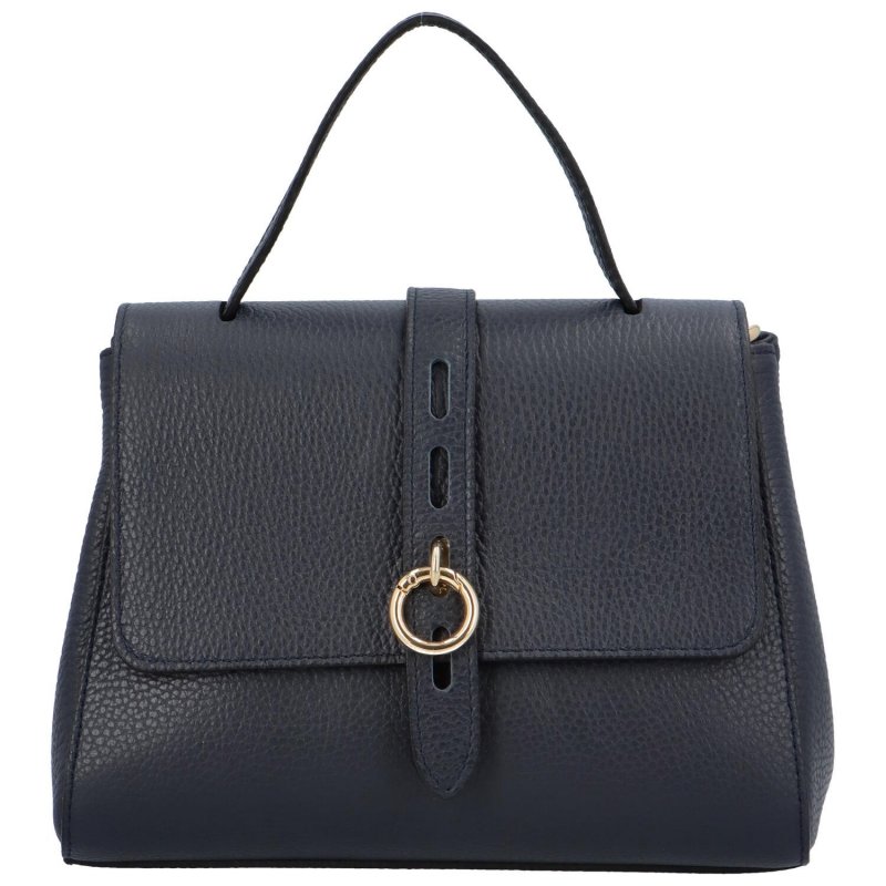 Luxusní dámská kožená kufříková kabelka do ruky Ella, tmavě modrá