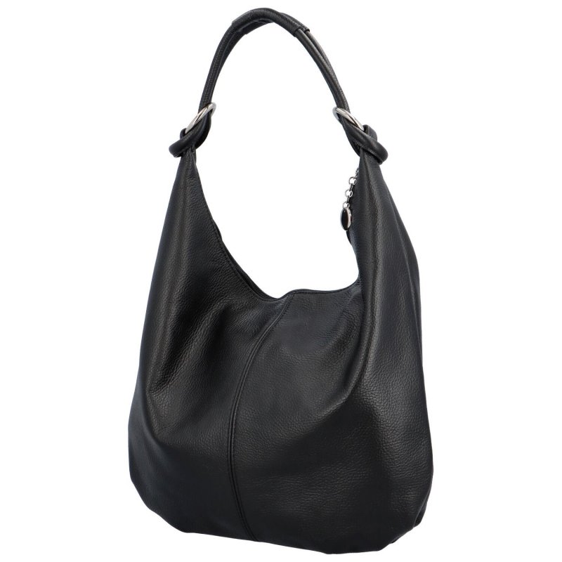 Luxusní dámská kožená kabelka přes rameno Naufe, černá