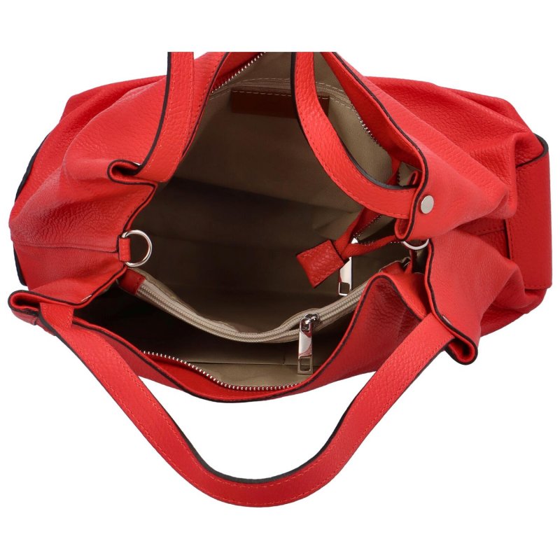 Praktická dámská kožená kabelka Cowgril, červená