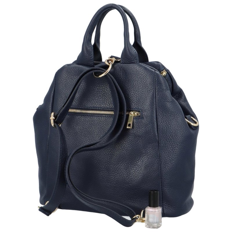 Luxusní dámský kožený kabelko-batoh Opu, tmavě modrá