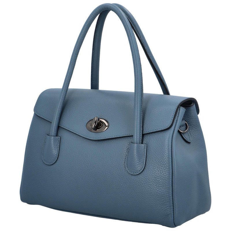 Kufříková dámská kožená kabelka do ruky Arlingto, světle modrá