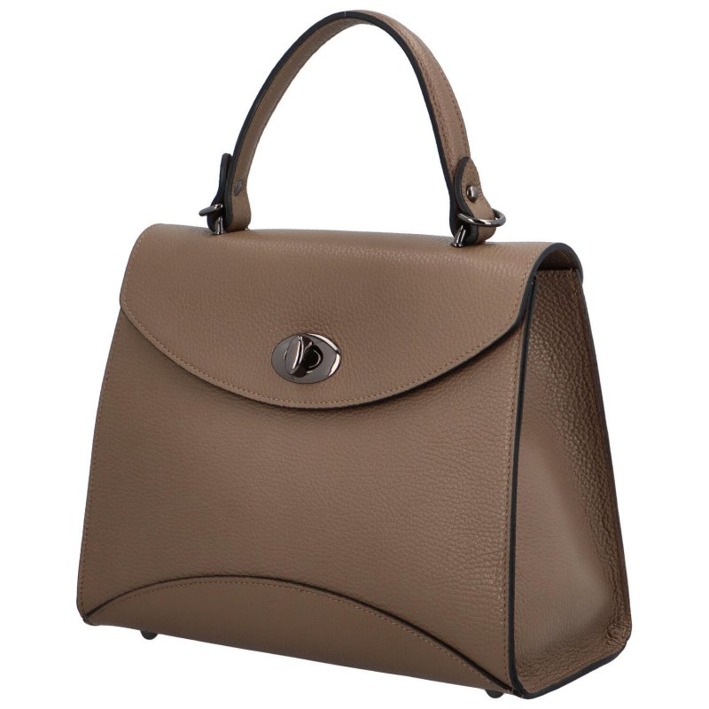 Luxusní dámská kožená kufříková kabelka do ruky Anne, taupe