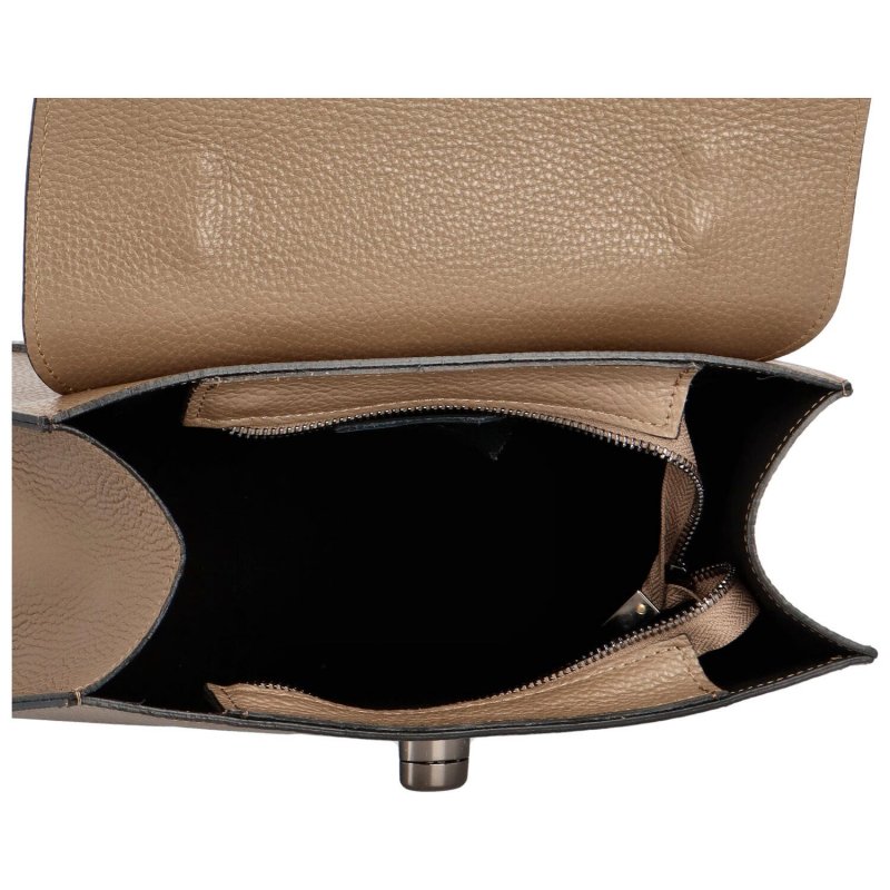 Luxusní dámská kožená kufříková kabelka do ruky Anne, taupe