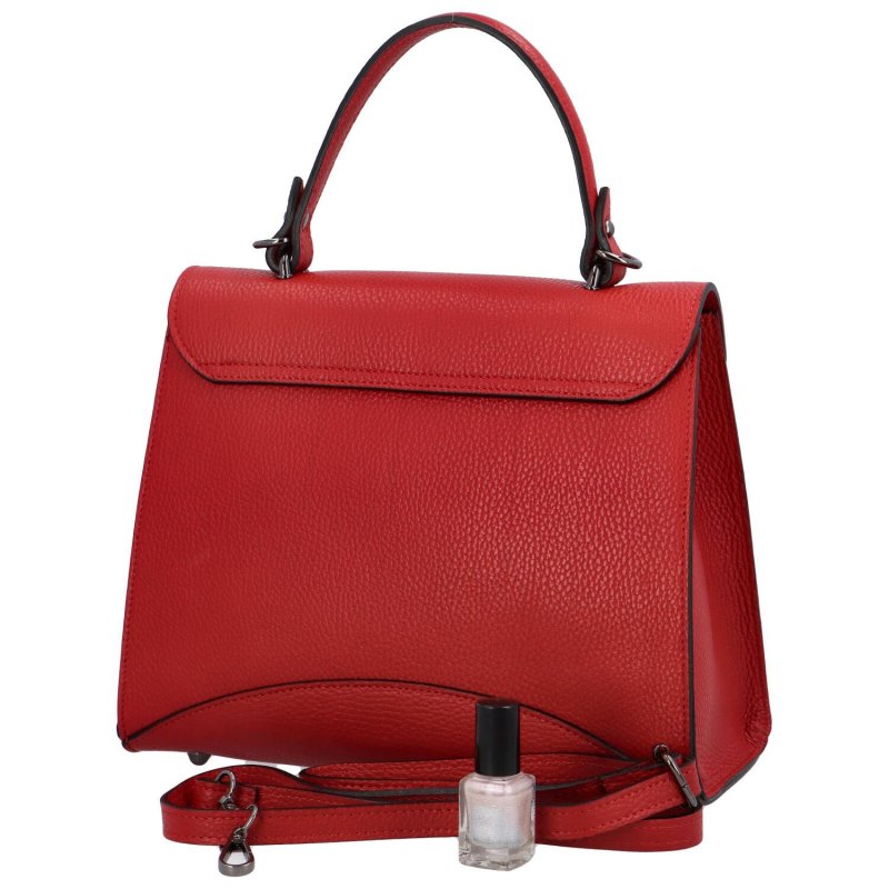 Luxusní dámská kožená kufříková kabelka do ruky Anne, červená