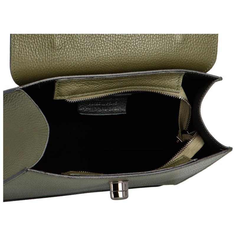 Luxusní dámská kožená kufříková kabelka do ruky Anne, zelená