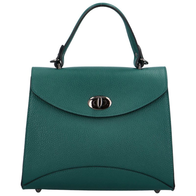 Luxusní dámská kožená kufříková kabelka do ruky Anne, modrozelená