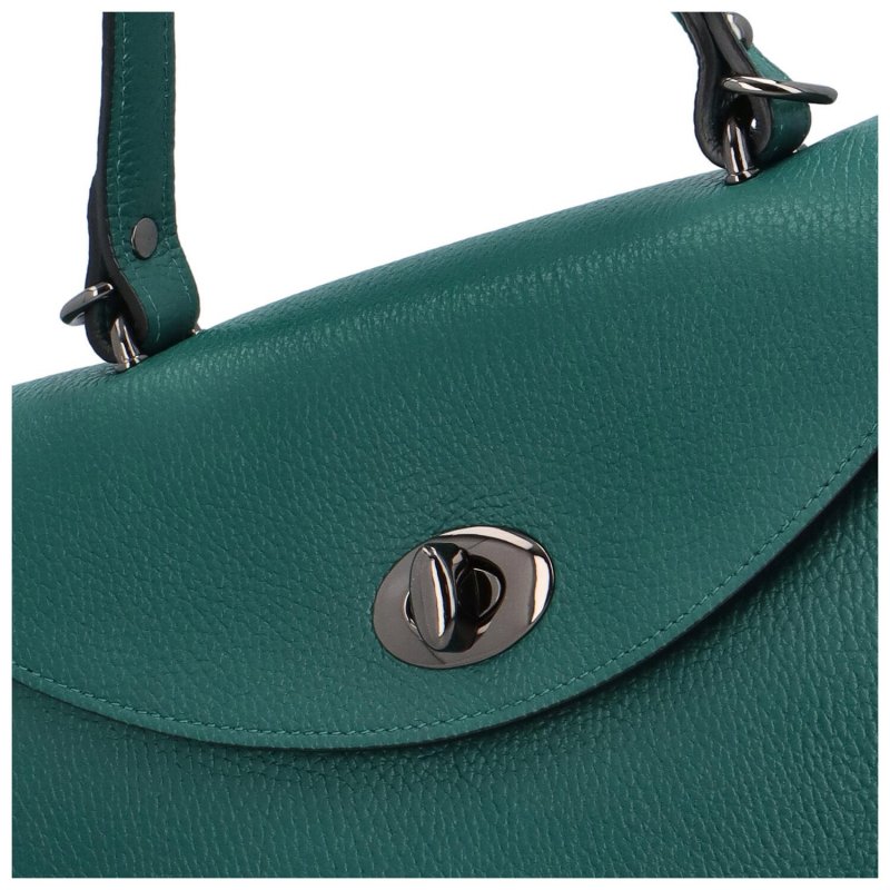 Luxusní dámská kožená kufříková kabelka do ruky Anne, modrozelená