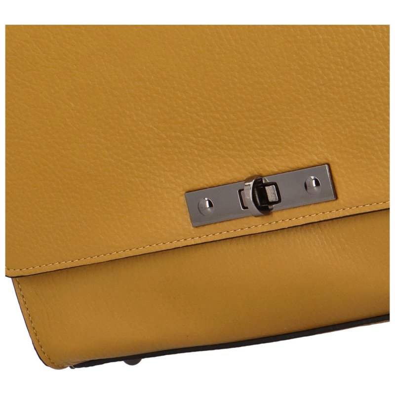 Kožená dámská kufříková kabelka do ruky Byrald, tmavě žlutá