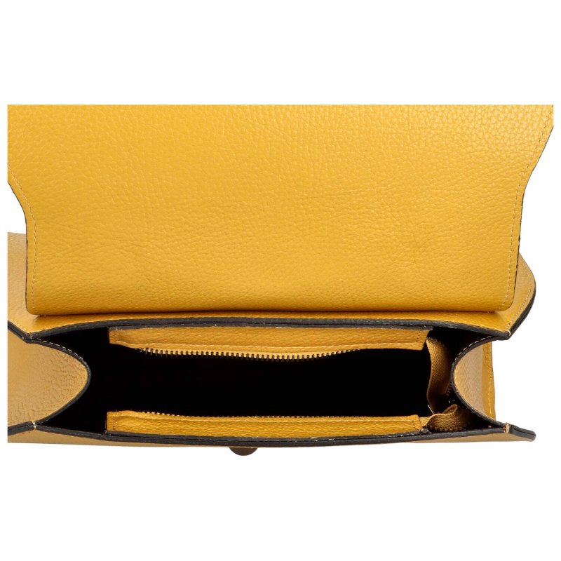 Kožená dámská kufříková kabelka do ruky Byrald, tmavě žlutá