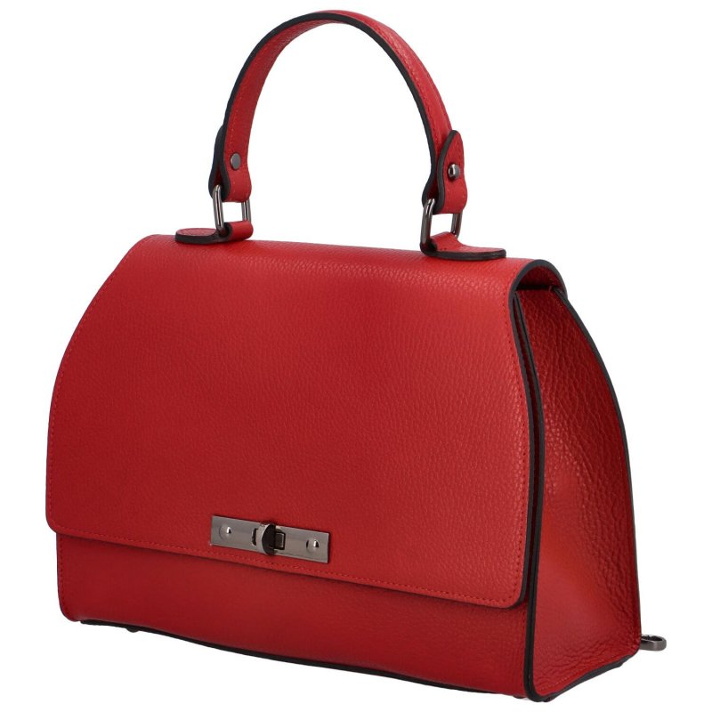 Kožená dámská kufříková kabelka do ruky Byrald, tmavě červená