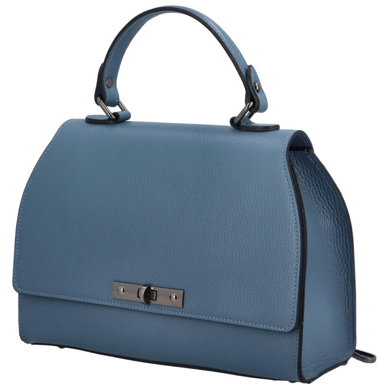 Kožená dámská kufříková kabelka do ruky Byrald, světle modrá