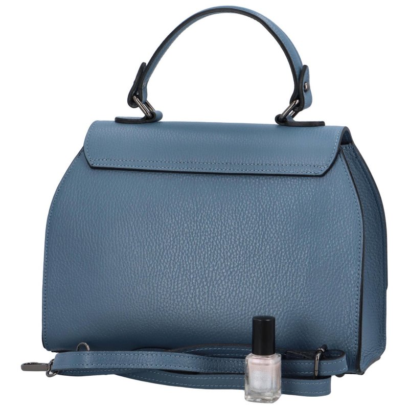 Kožená dámská kufříková kabelka do ruky Byrald, světle modrá