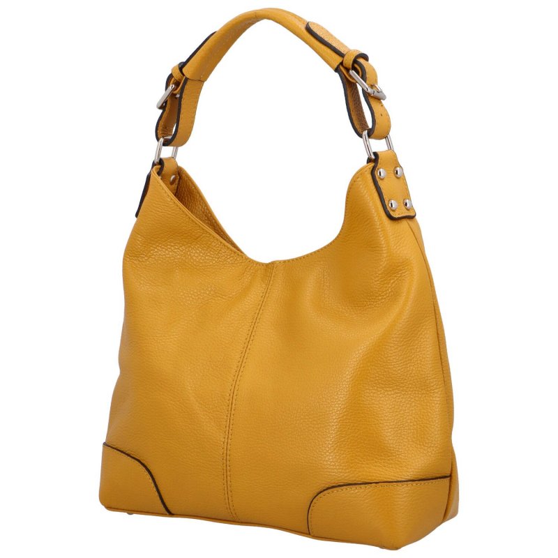 Luxusní kožená kabelka do ruky i přes rameno Lucia, tmavě žlutá