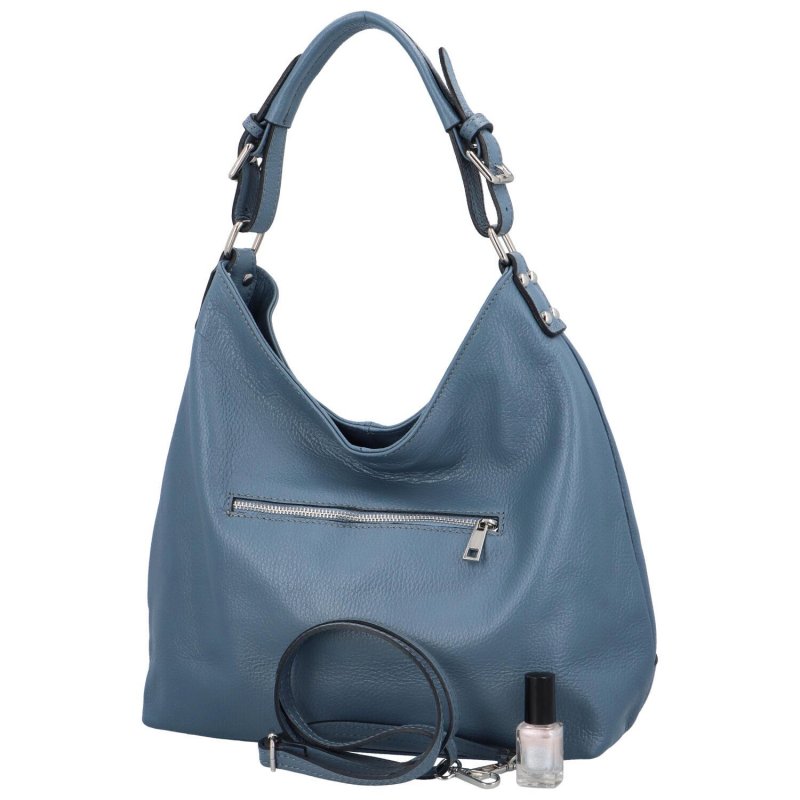 Luxusní kožená kabelka do ruky i přes rameno Lucia, světle modrá