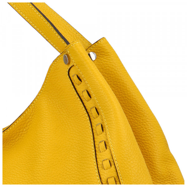 Praktická dámská kožená kabelka Cowgril, světle žlutá