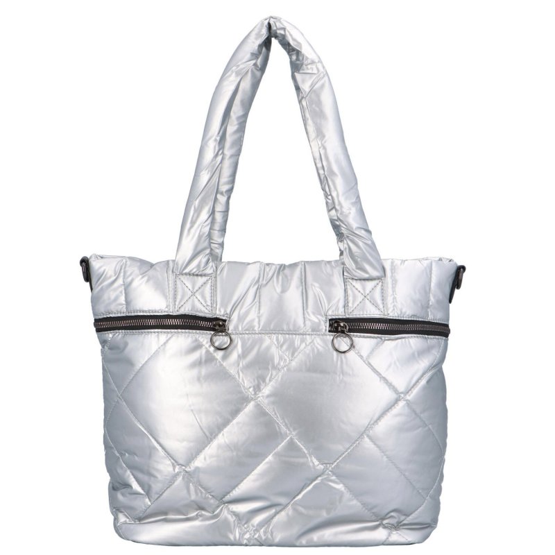 Módní prošívaná dámská taška ve výrazných barvách Lucía, výrazná stříbrná