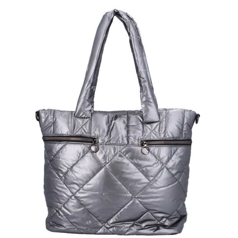 Módní prošívaná dámská taška ve výrazných barvách Lucía, stříbrná