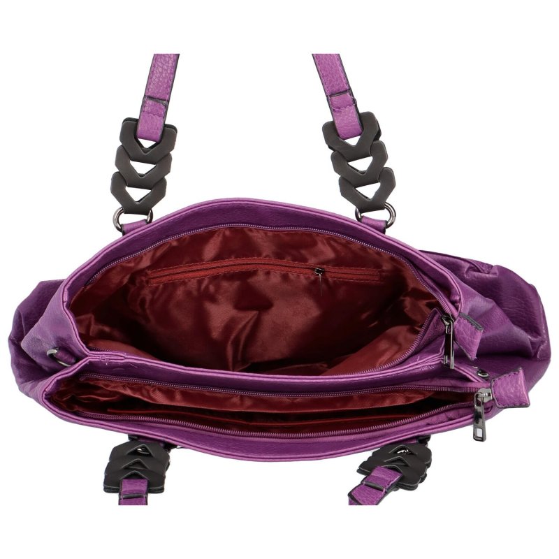 Výrazná a velká dámská koženková taška Dámaso, fialová