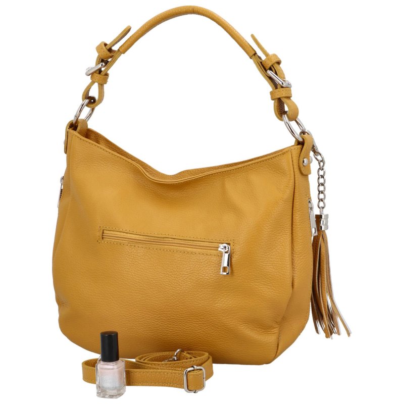 Luxusní dámská kožená kabelka přes rameno Euda,  D36 žlutá