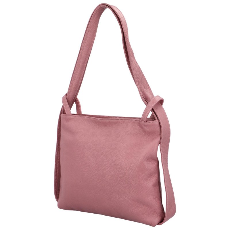 Krásná kožená kabelka-batoh Nora, D73 světle růžová