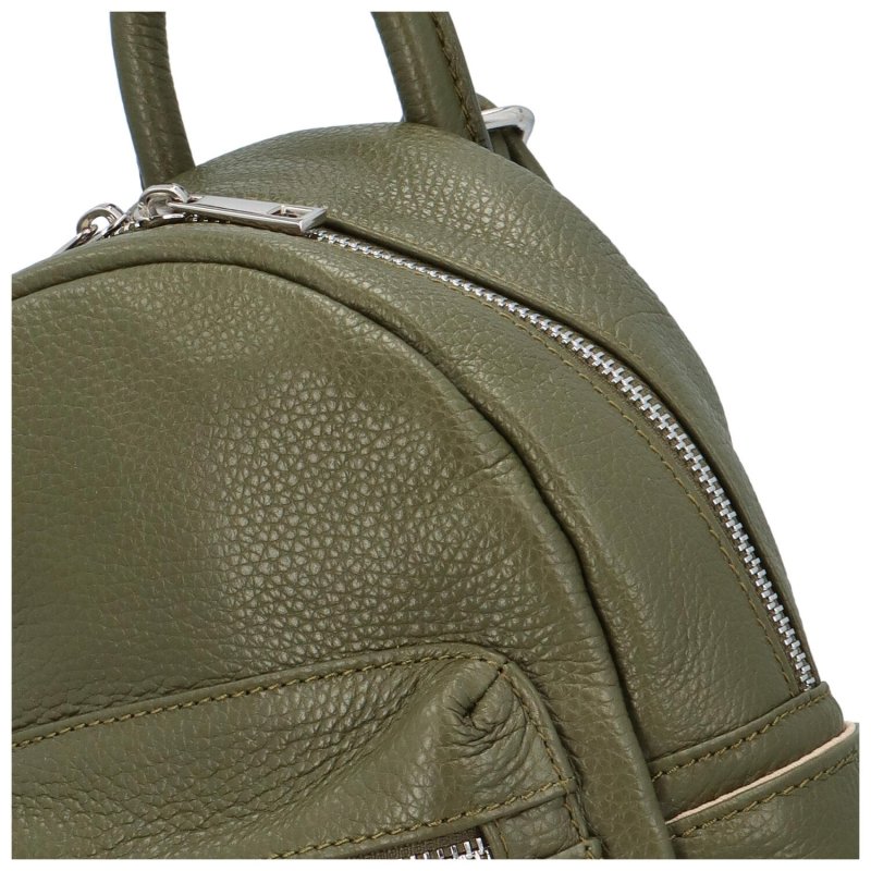 Městský kožený batoh Chris,  D74 khaki zelená