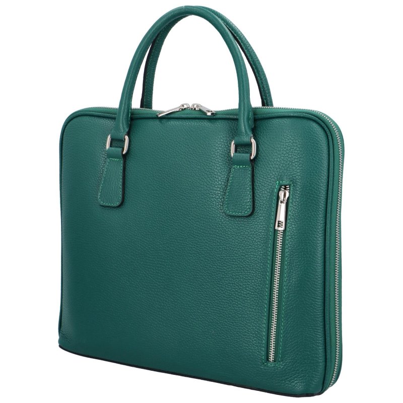 Kožená business taška na laptop Kendall, D33 zelená