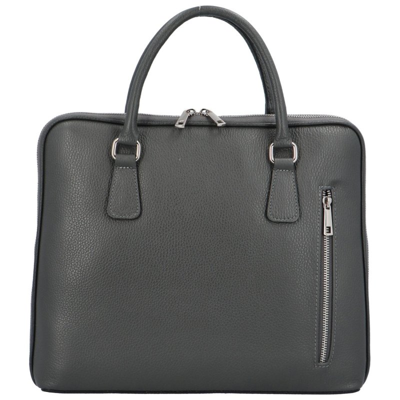 Kožená business taška na laptop Kendall, D27 šedá