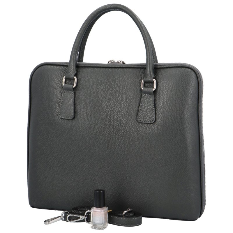 Kožená business taška na laptop Kendall, D27 šedá