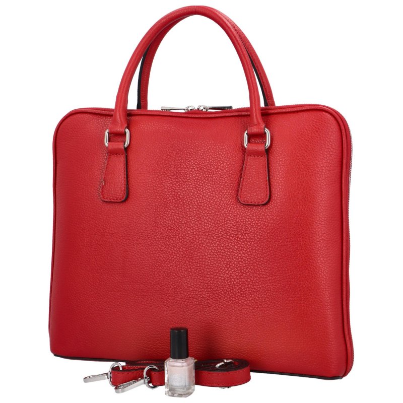 Kožená business taška na laptop Kendall, D58 červená