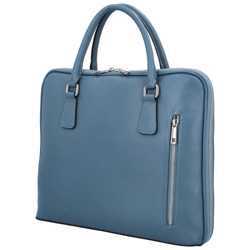 Kožená business taška na laptop Kendall, D41 džínová modrá