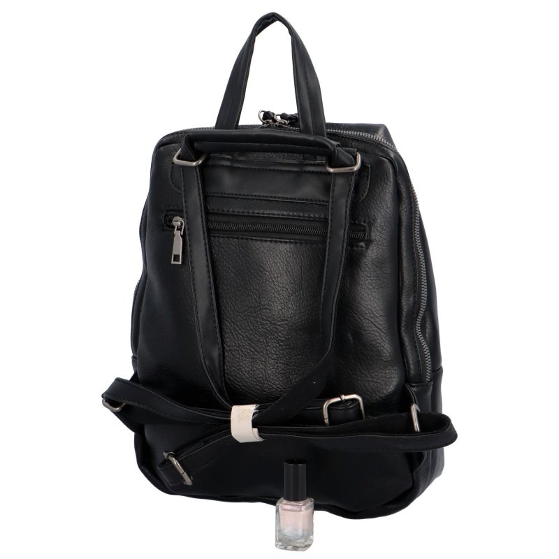 Dámský koženkový designový batůžek/taška Alfredo, černá